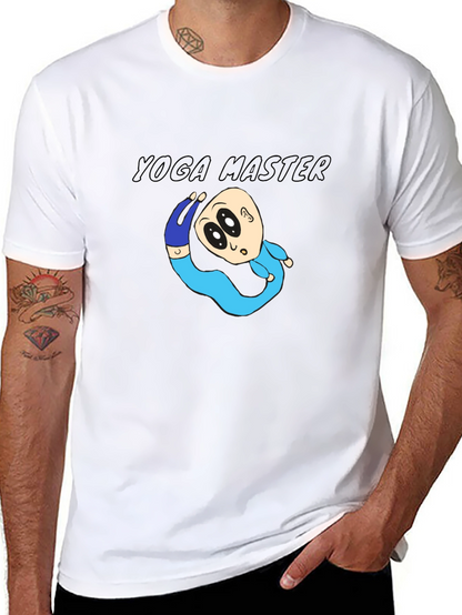 Yoga Master Cartoon Black T-Shirt