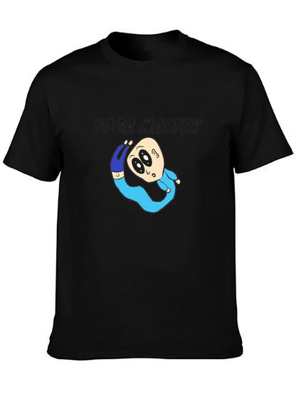 Yoga Master Cartoon Black T-Shirt