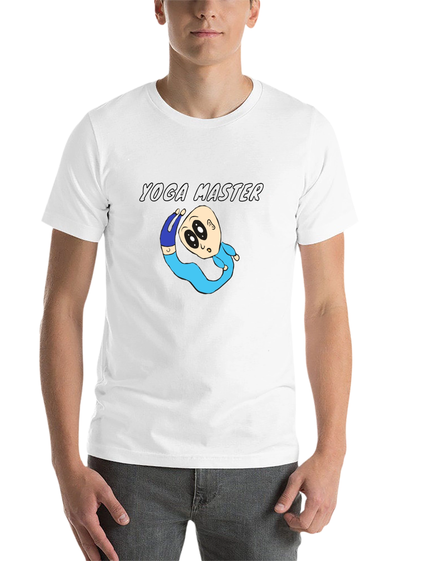 Yoga Master Cartoon Black T-Shirt