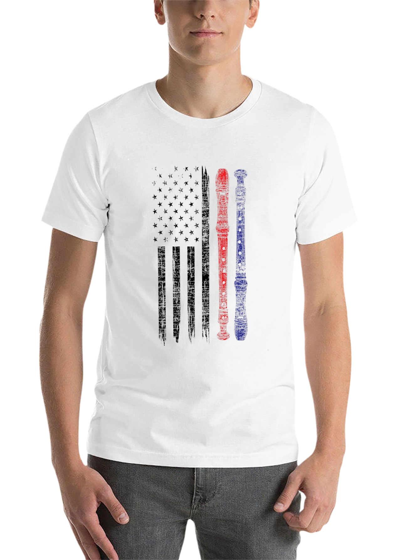 American Flag Recorder Music T-Shirt