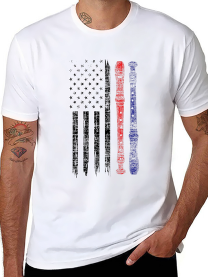 American Flag Recorder Music T-Shirt