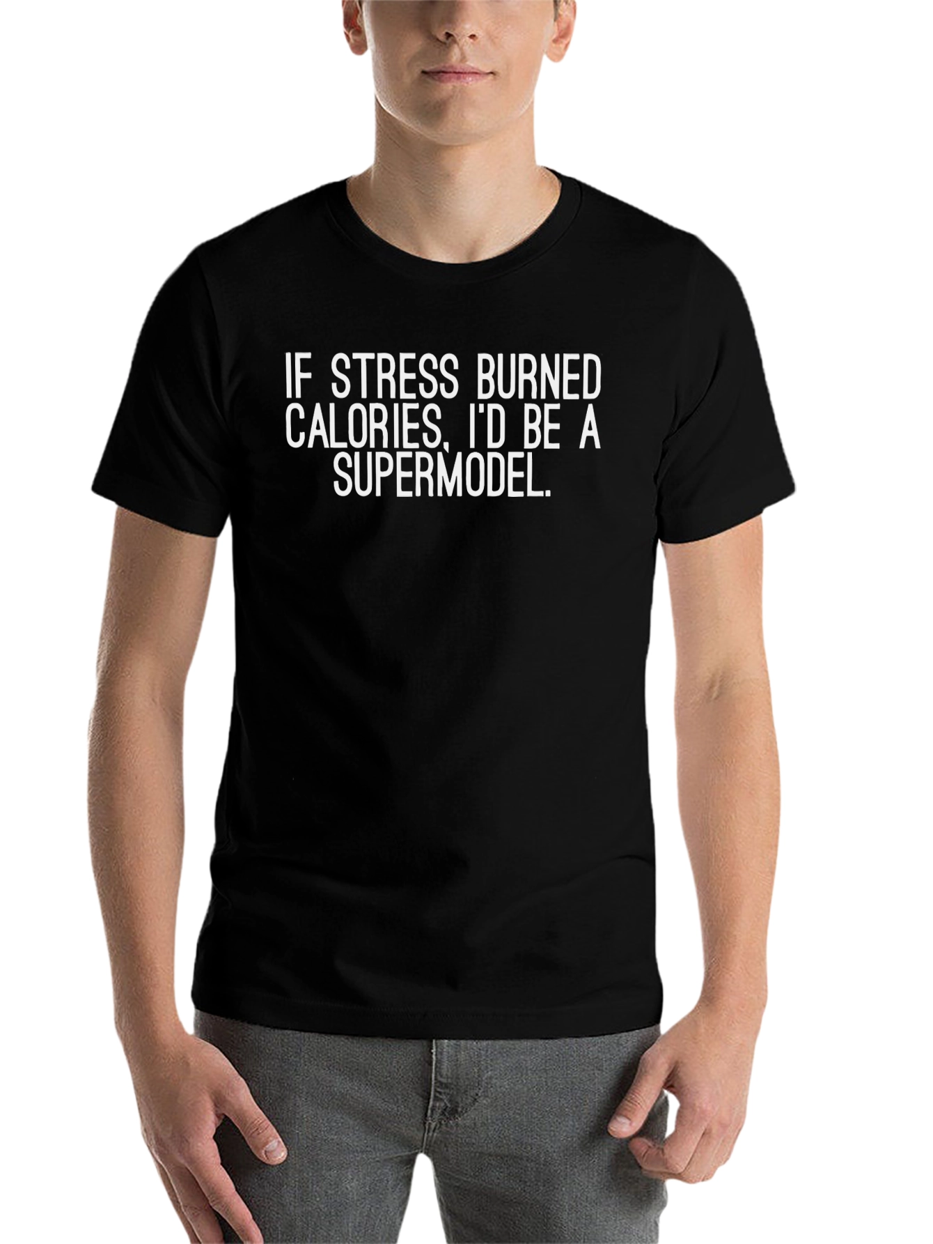 Funny Stress Burned Calories Graphic Tee - Black