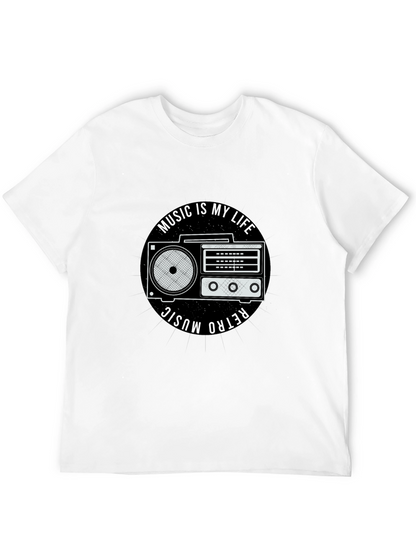 Retro Music is My Life Black Graphic Tee
