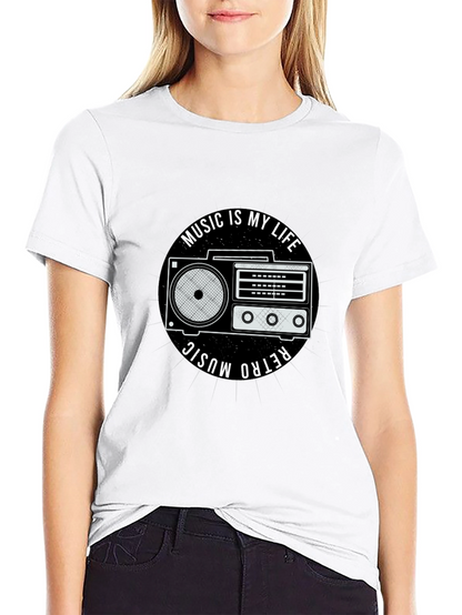 Retro Music is My Life Black Graphic Tee