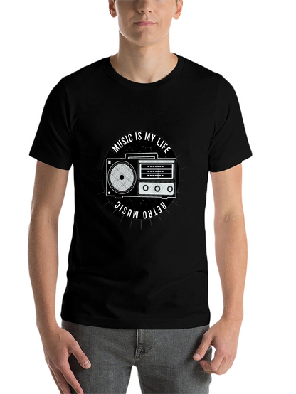 Retro Music is My Life Black Graphic Tee