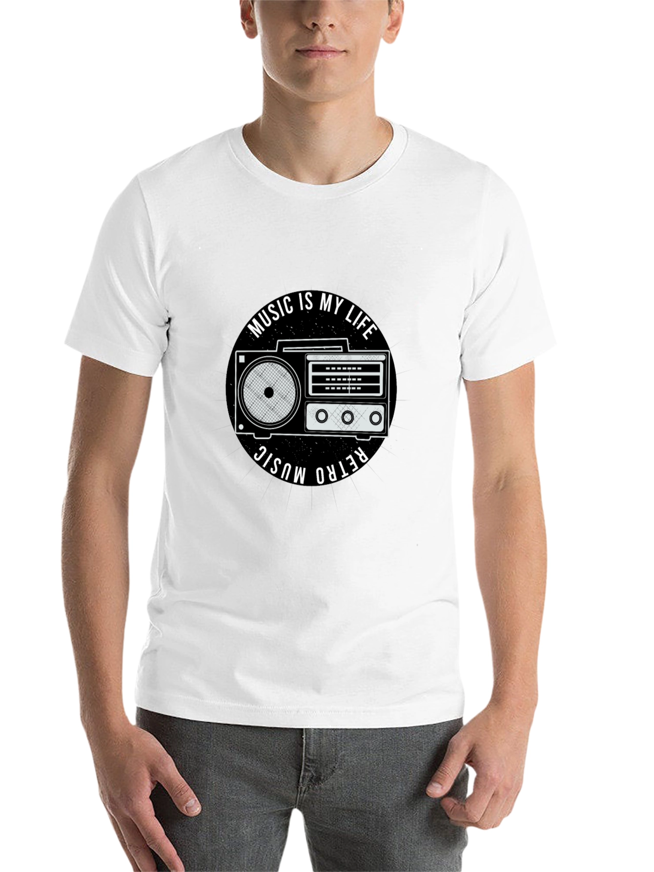 Retro Music is My Life Black Graphic Tee