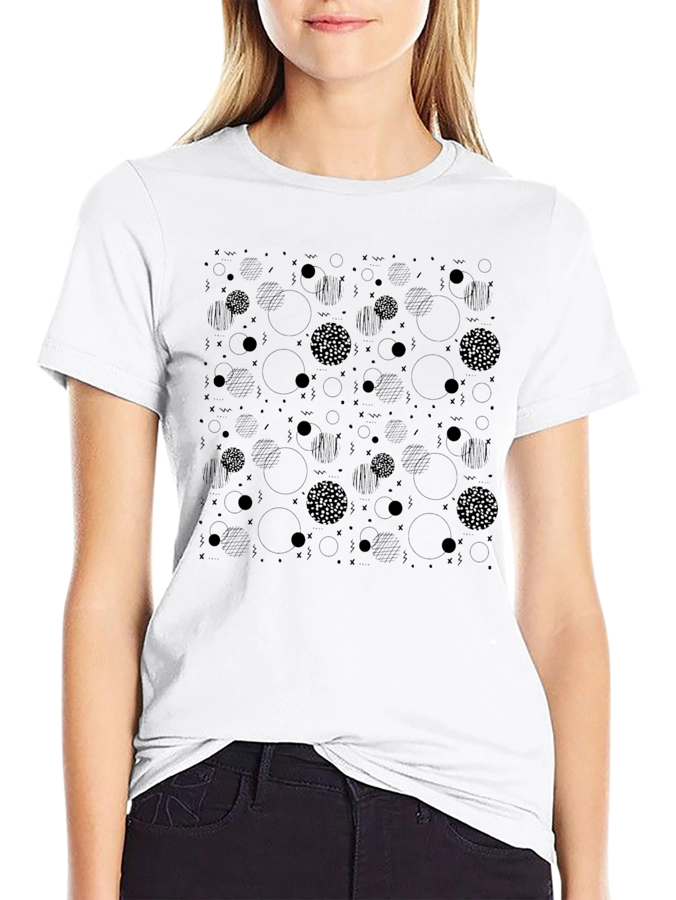 Abstract Pattern Black T-Shirt