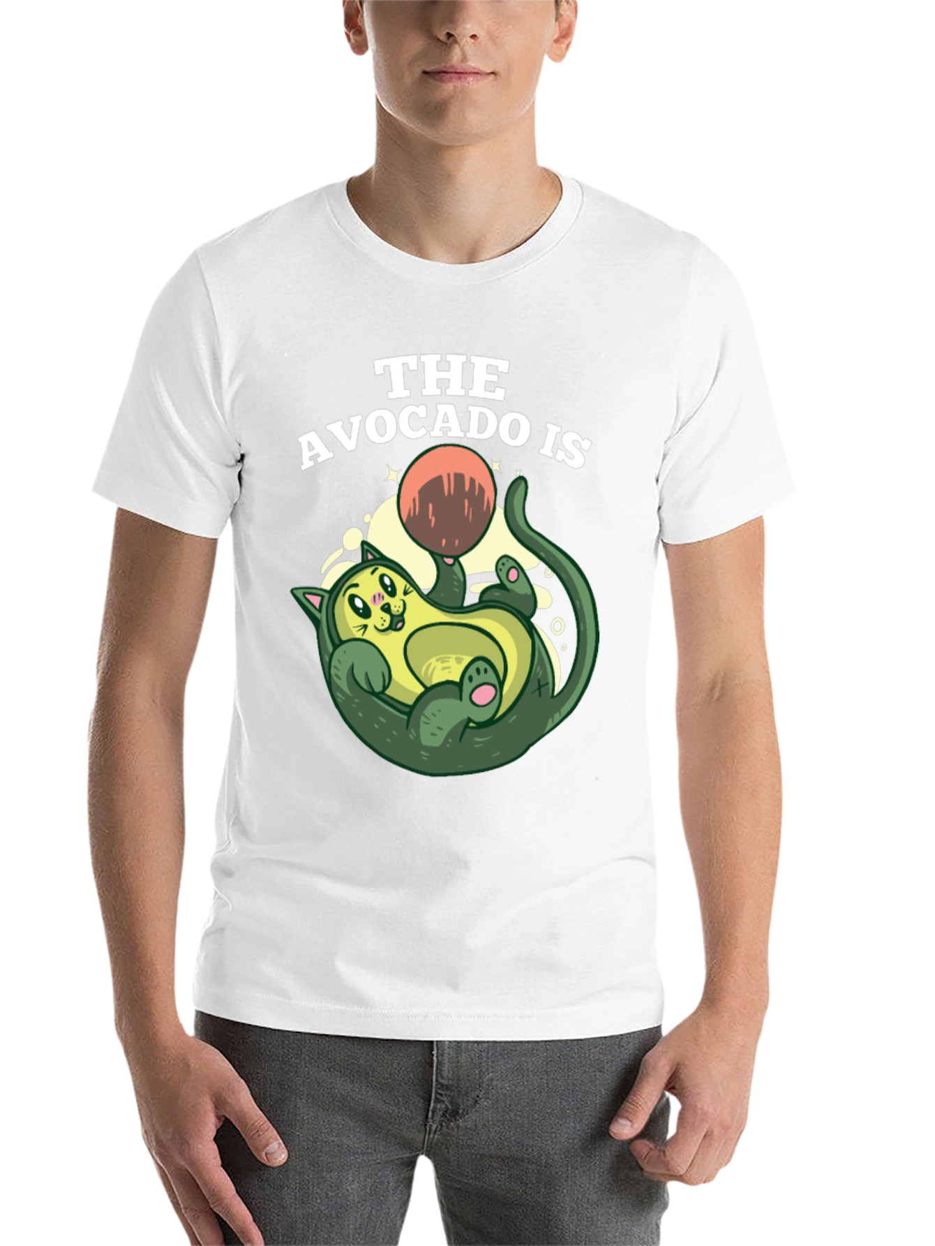 Avocado Cat Graphic Tee - Fun Novelty Shirt