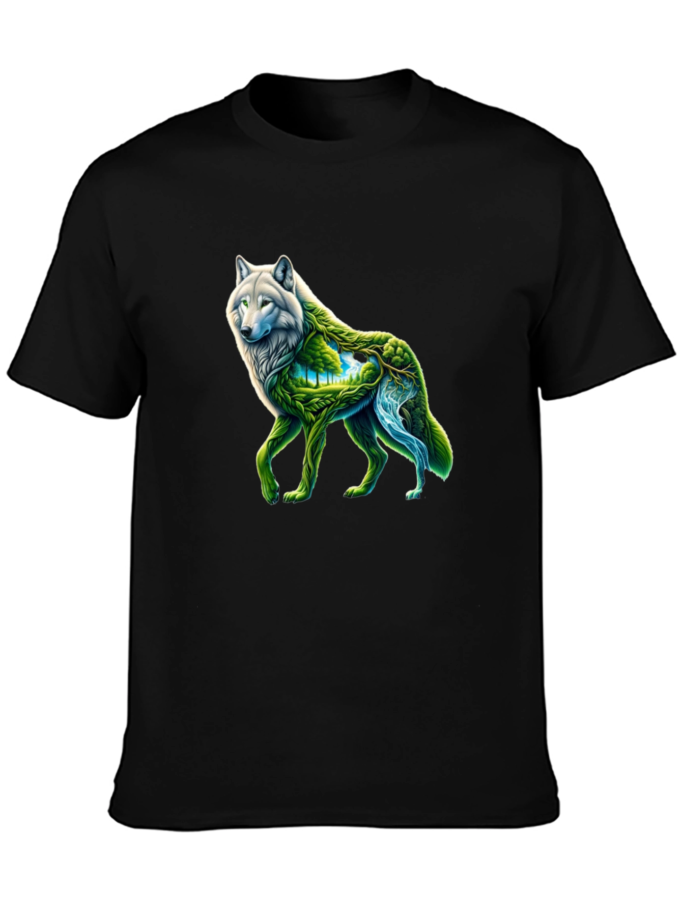 Nature Wolf Graphic Tee - Black T-Shirt