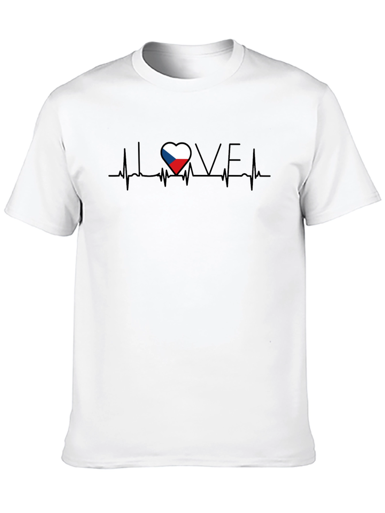 Czech Republic Flag Heartbeat Love Graphic T-Shirt