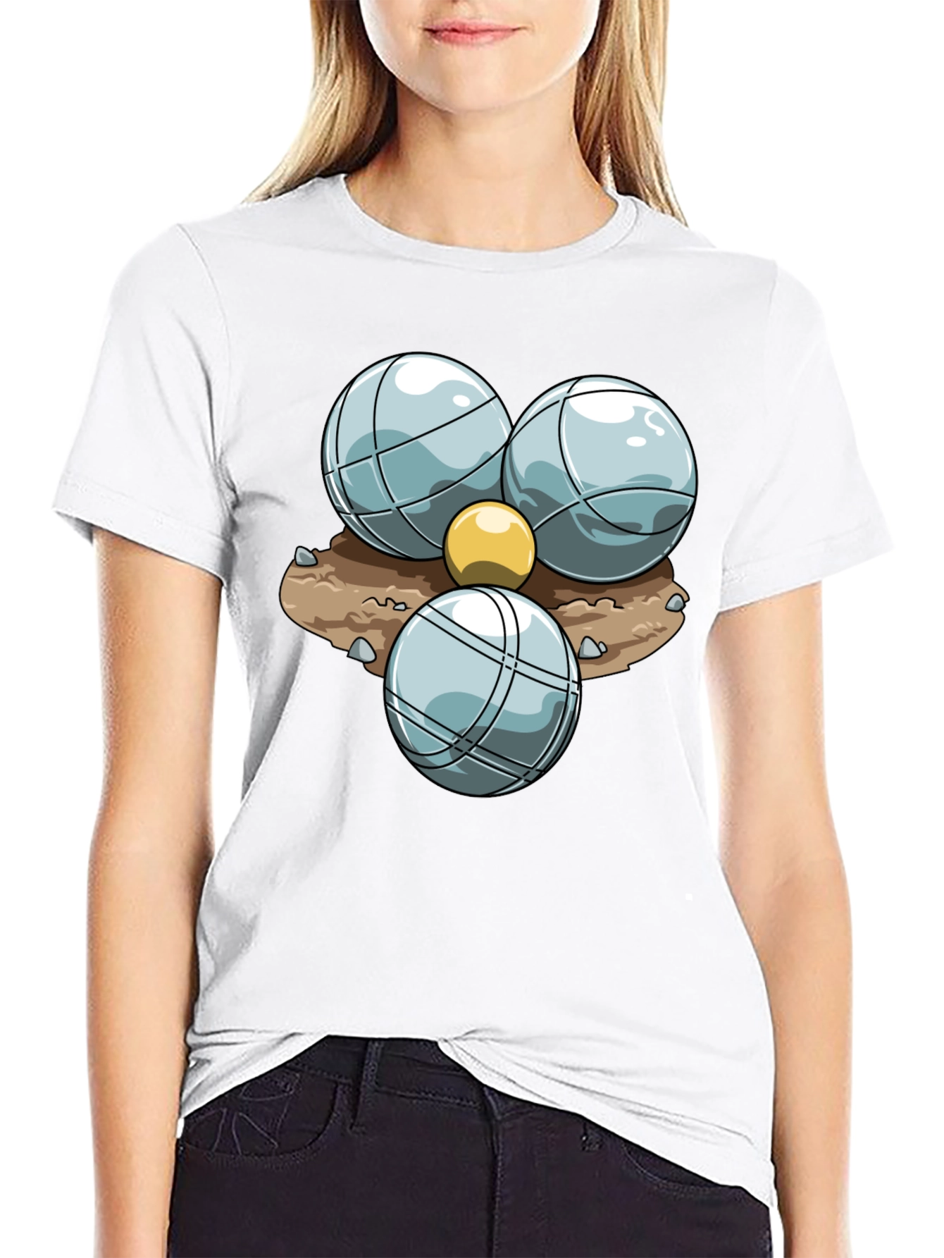 Bocce Ball Graphic T-Shirt - Black Crew Neck Tee