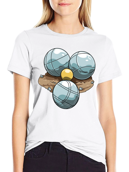 Bocce Ball Graphic T-Shirt - Black Crew Neck Tee