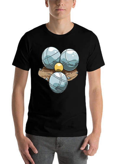 Bocce Ball Graphic T-Shirt - Black Crew Neck Tee