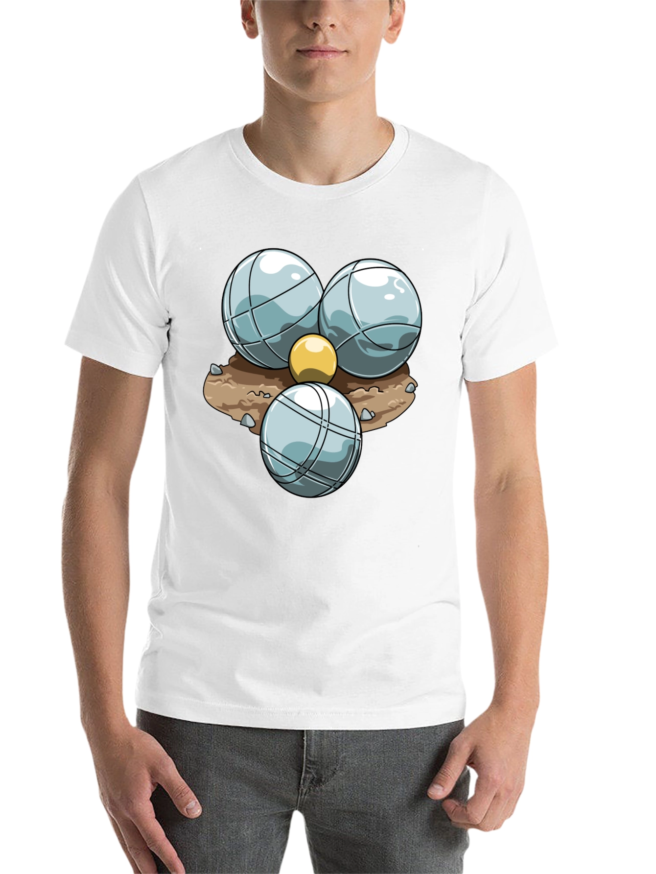 Bocce Ball Graphic T-Shirt - Black Crew Neck Tee