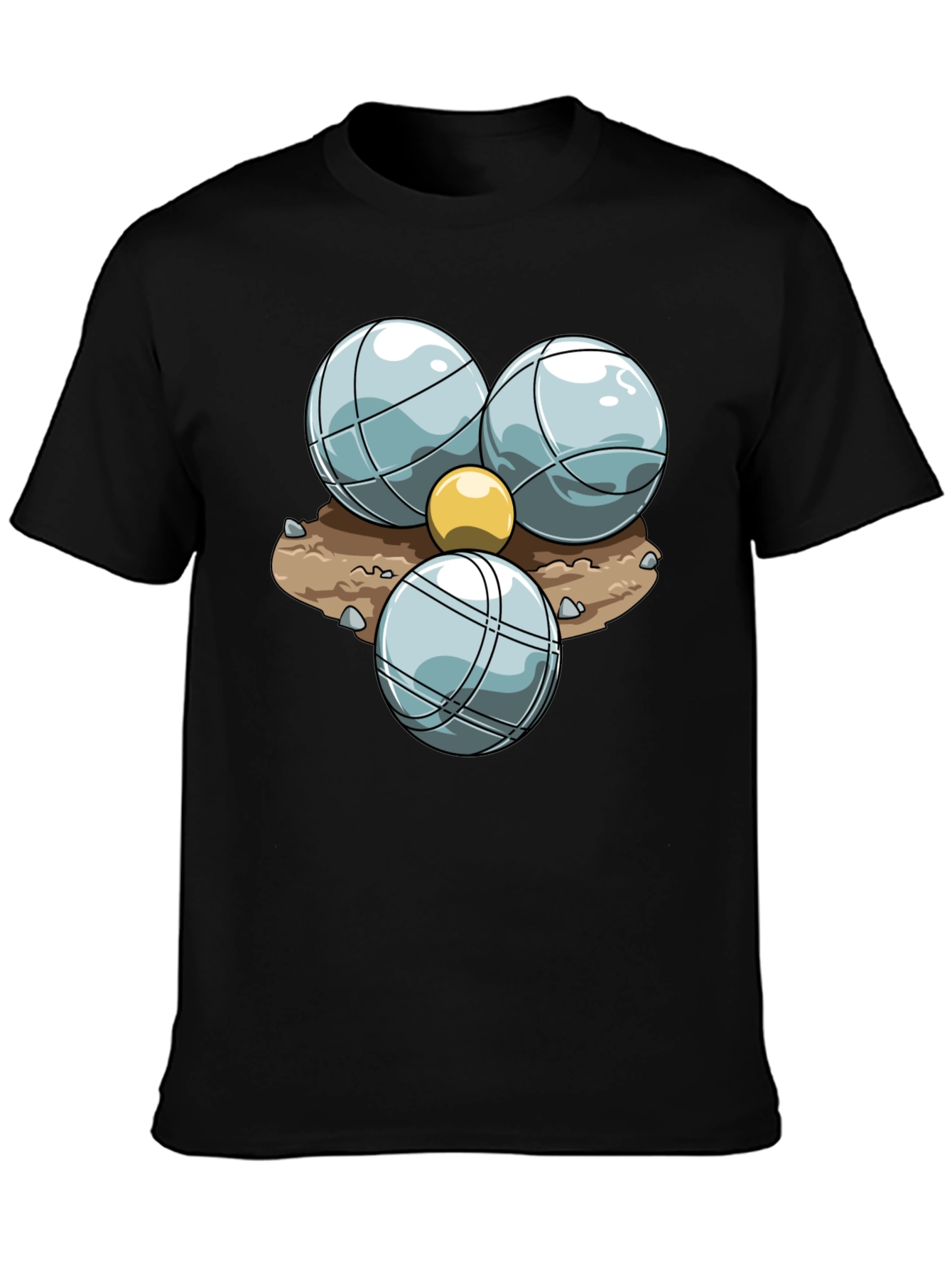Bocce Ball Graphic T-Shirt - Black Crew Neck Tee