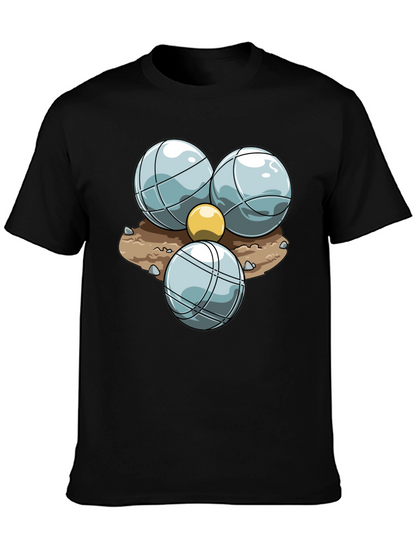 Bocce Ball Graphic T-Shirt - Black Crew Neck Tee