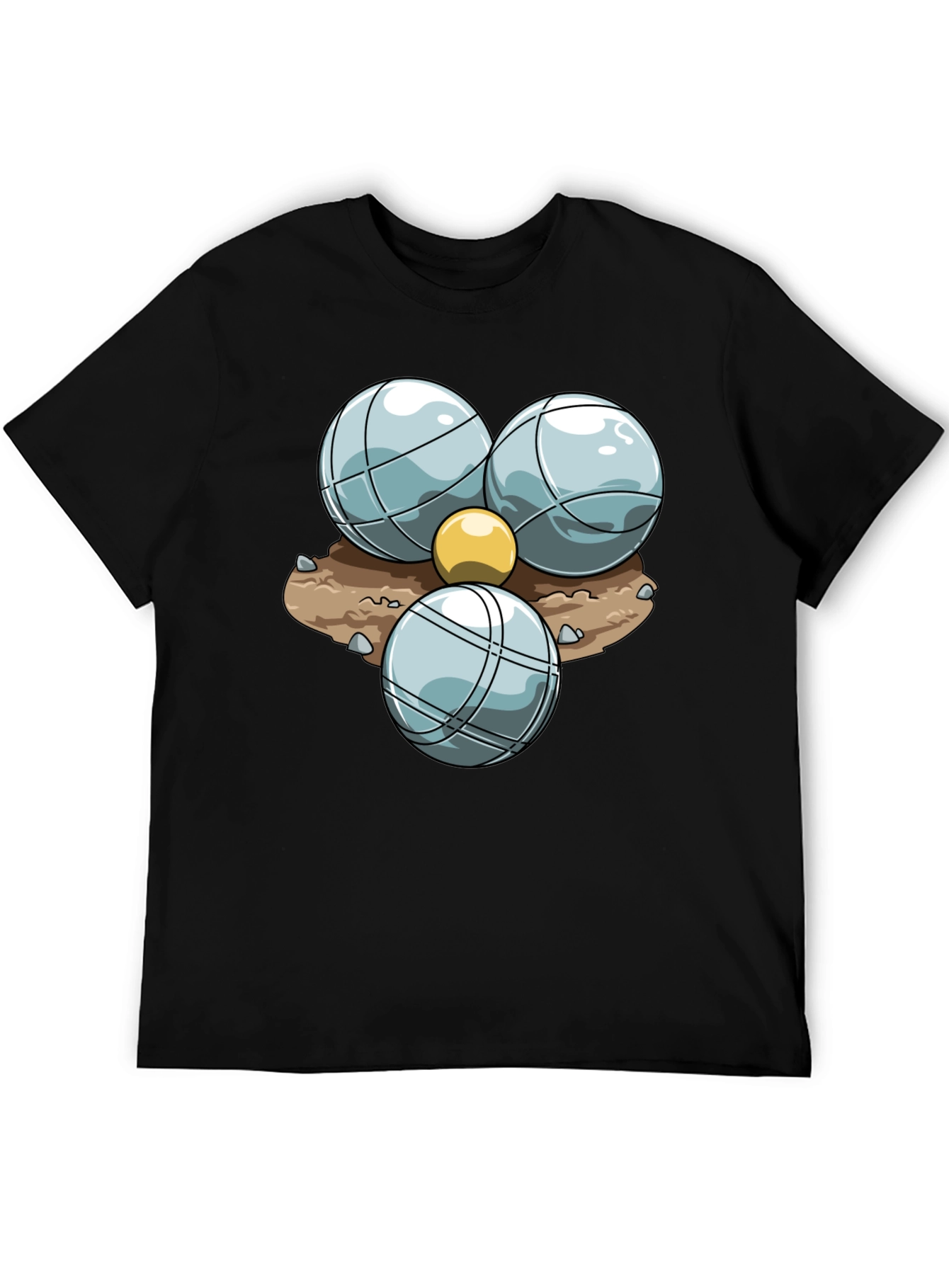 Bocce Ball Graphic T-Shirt - Black Crew Neck Tee