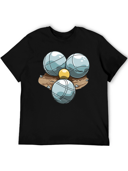 Bocce Ball Graphic T-Shirt - Black Crew Neck Tee
