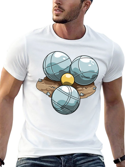Bocce Ball Graphic T-Shirt - Black Crew Neck Tee