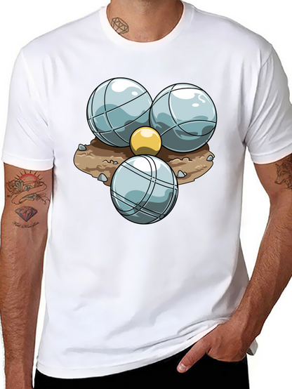 Bocce Ball Graphic T-Shirt - Black Crew Neck Tee