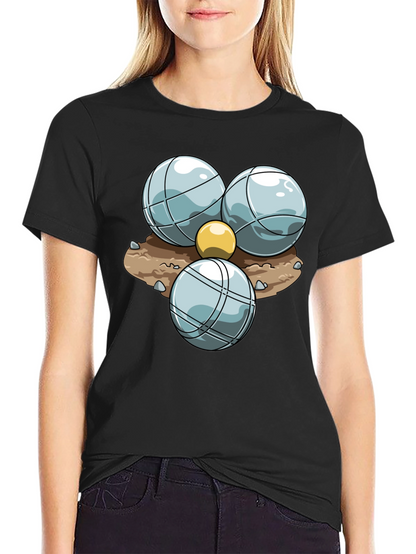 Bocce Ball Graphic T-Shirt - Black Crew Neck Tee