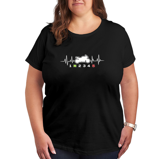 Motorcycle Gear Shift Heartbeat Biker Lover Plus Size Women Printed T-Shirt