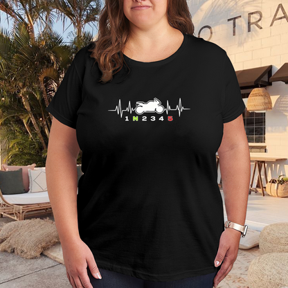 Motorcycle Gear Shift Heartbeat Biker Lover Plus Size Women Printed T-Shirt