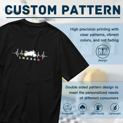 Motorcycle Gear Shift Heartbeat Biker Lover Plus Size Women Printed T-Shirt