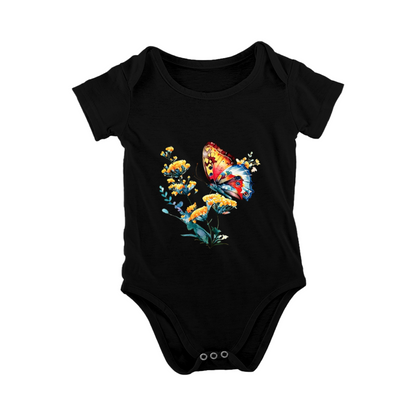 Watercolor Butterfly Wildflower Soft White Girl Bodysuit