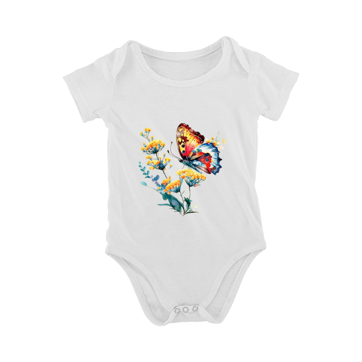 Watercolor Butterfly Wildflower Soft White Girl Bodysuit