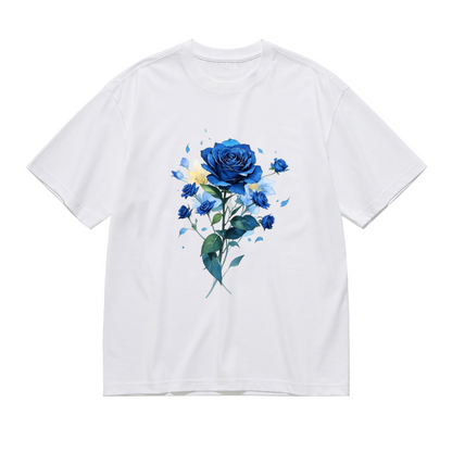 Stunning Watercolor Blue Rose Bouquet Dreamy Plus Size Women Printed T-Shirt