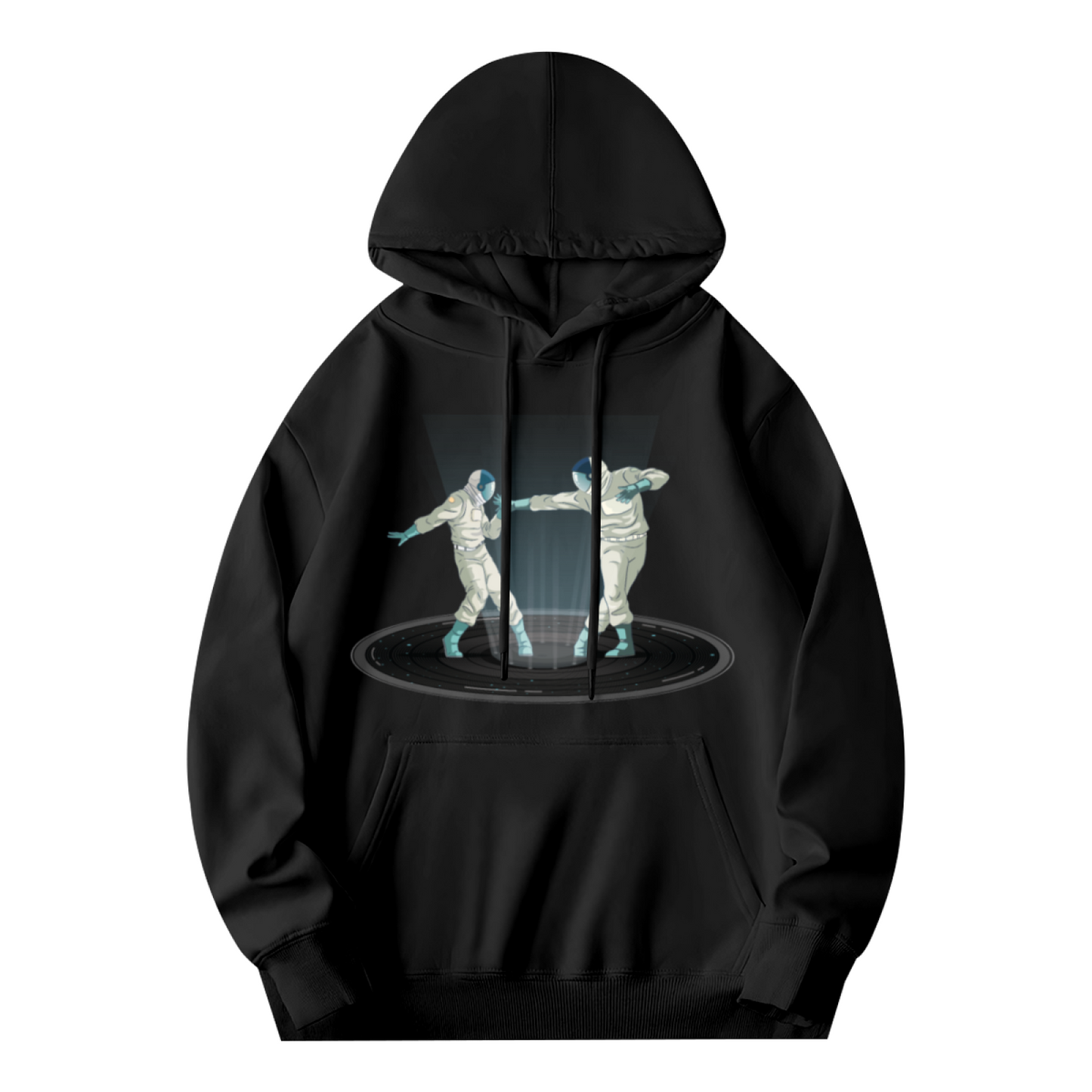 Space Astronaut Fencing Graphic Unisex Black Hoodie