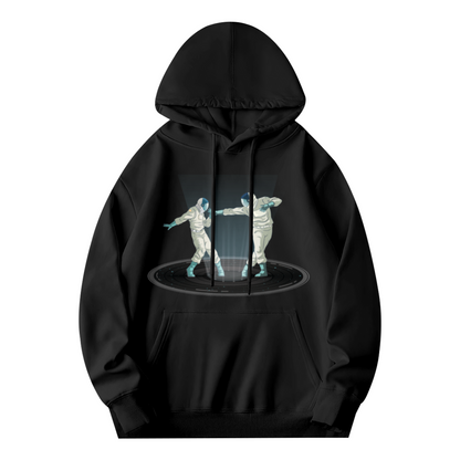 Space Astronaut Fencing Graphic Unisex Black Hoodie