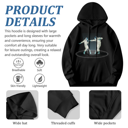 Space Astronaut Fencing Graphic Unisex Black Hoodie