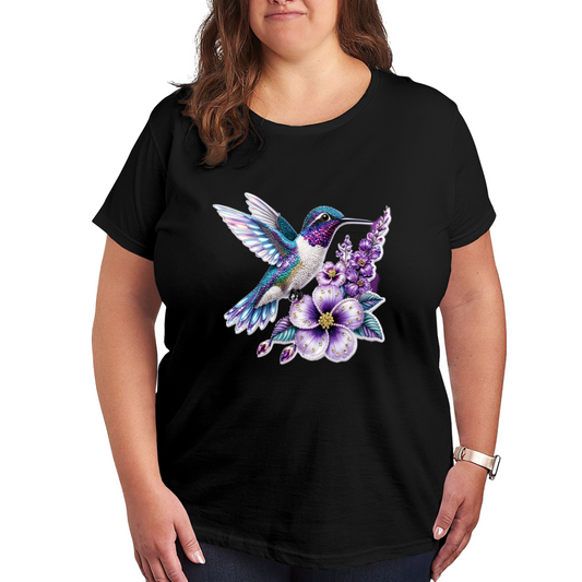 Shimmer Purple Hummingbird Dark Plus Size Women¡¯s T-Shirt