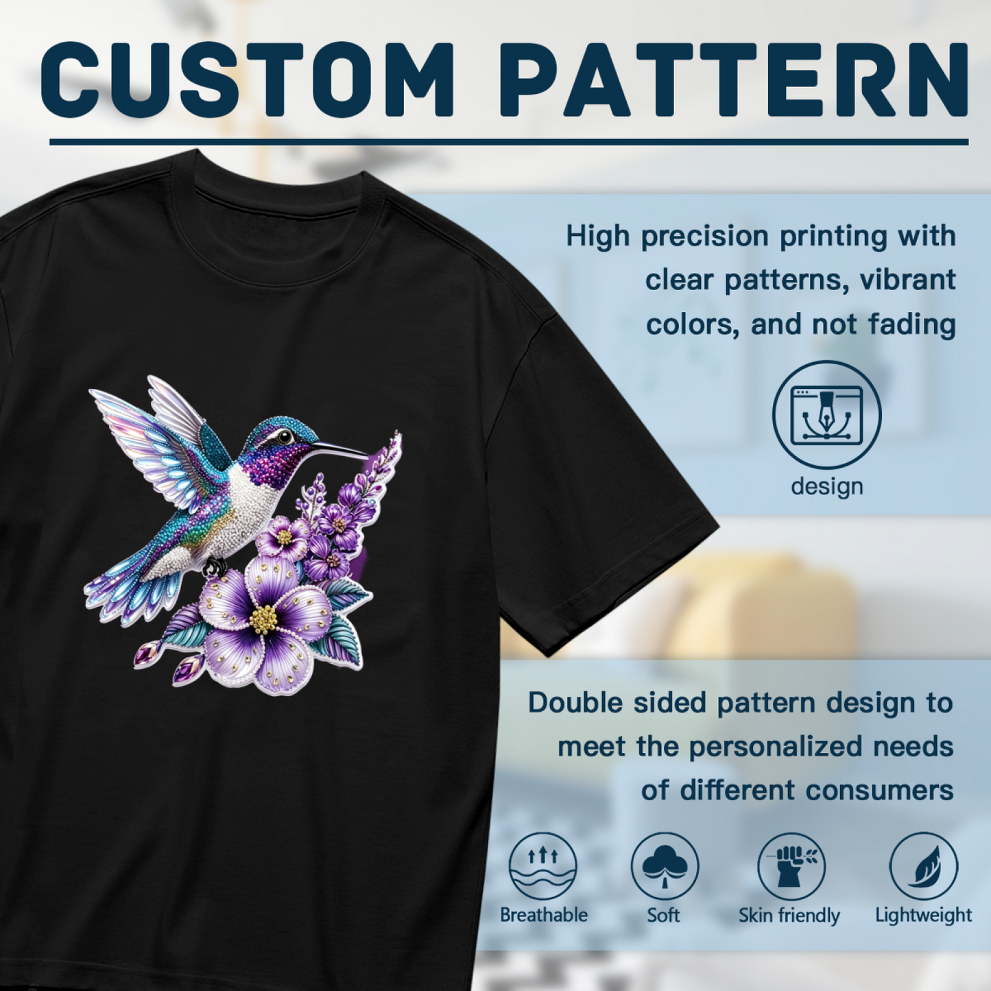 Shimmer Purple Hummingbird Dark Plus Size Women¡¯s T-Shirt