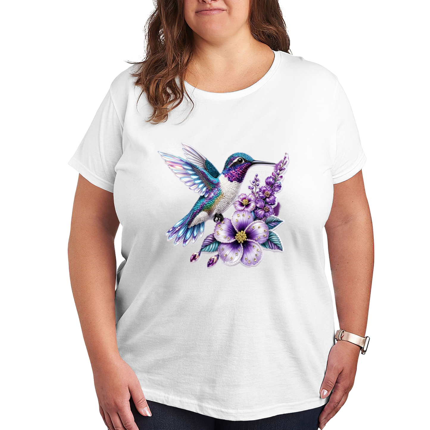 Shimmer Purple Hummingbird Dark Plus Size Women¡¯s T-Shirt