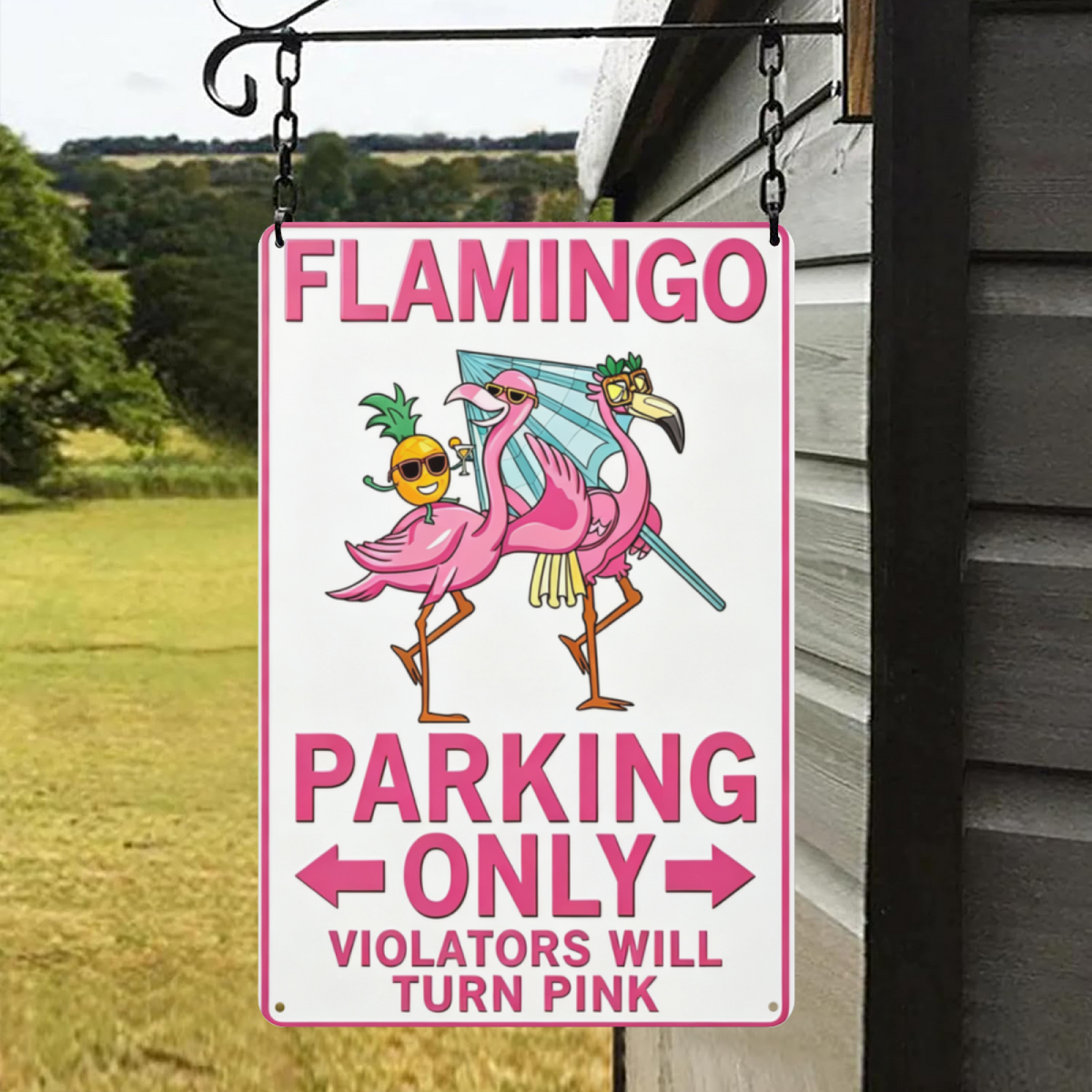 Tropical Flamingo Parking Only Funny Beach Metal Sign