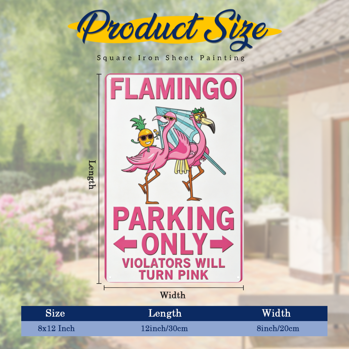 Tropical Flamingo Parking Only Funny Beach Metal Sign