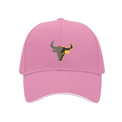 Two-Tone Bull Head Graphic White Sandwich Baseball Cap, Western Cowboy Style Hat