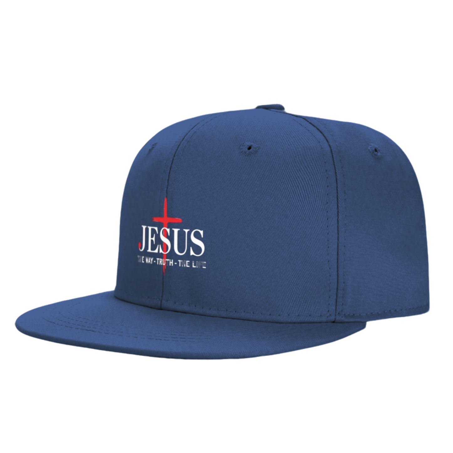 JESUS Red Cross Faith Royal Blue Flat Brim Christian Cap