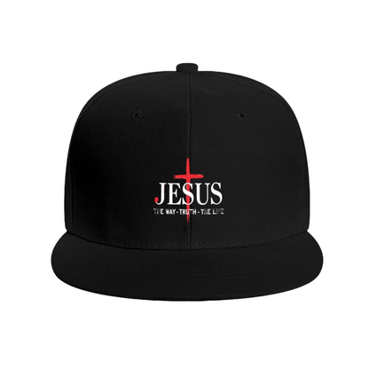 JESUS Red Cross Faith Royal Blue Flat Brim Christian Cap