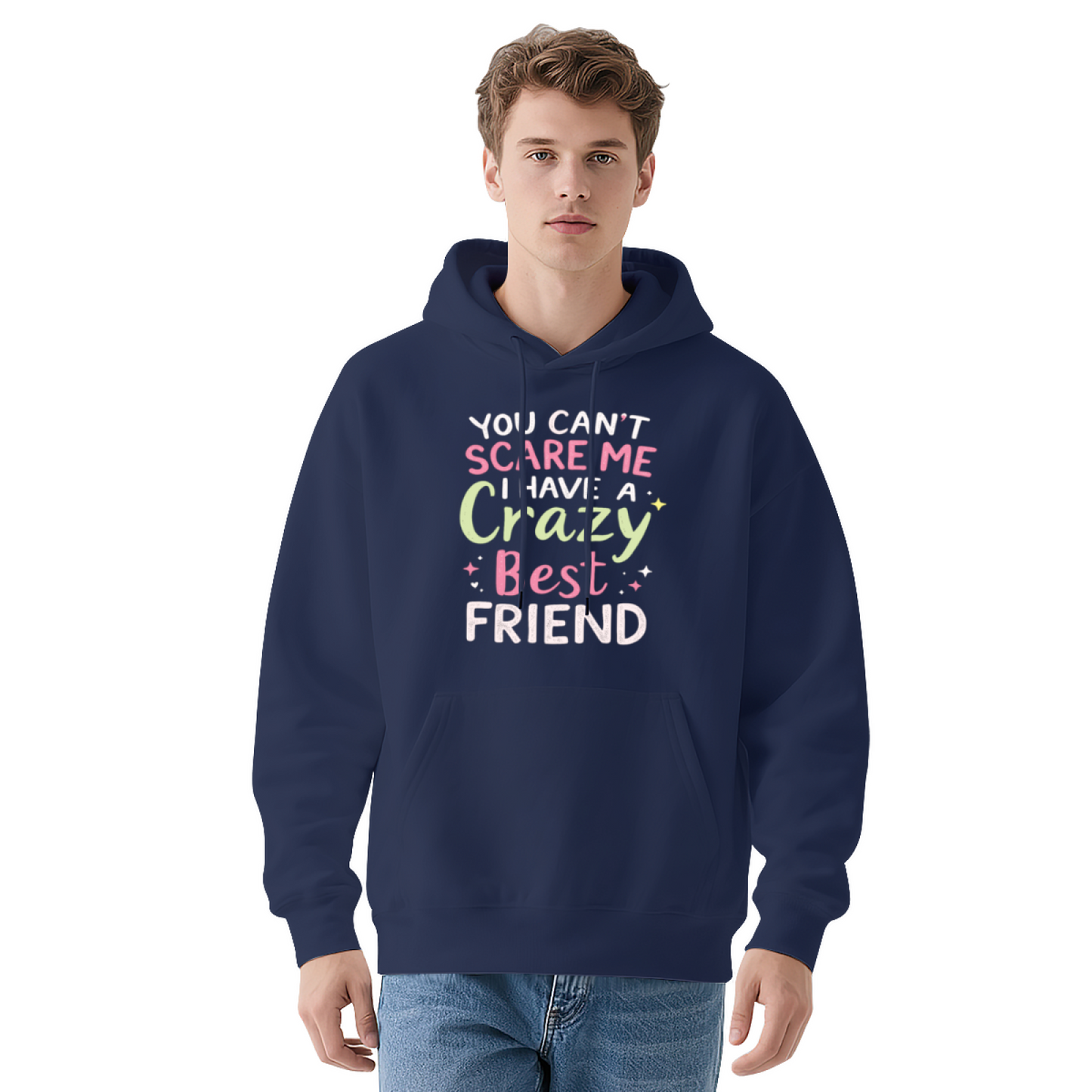Crazy Best Friend Color Text Red Hoodie, Soft Warm Daily Sweatshirt