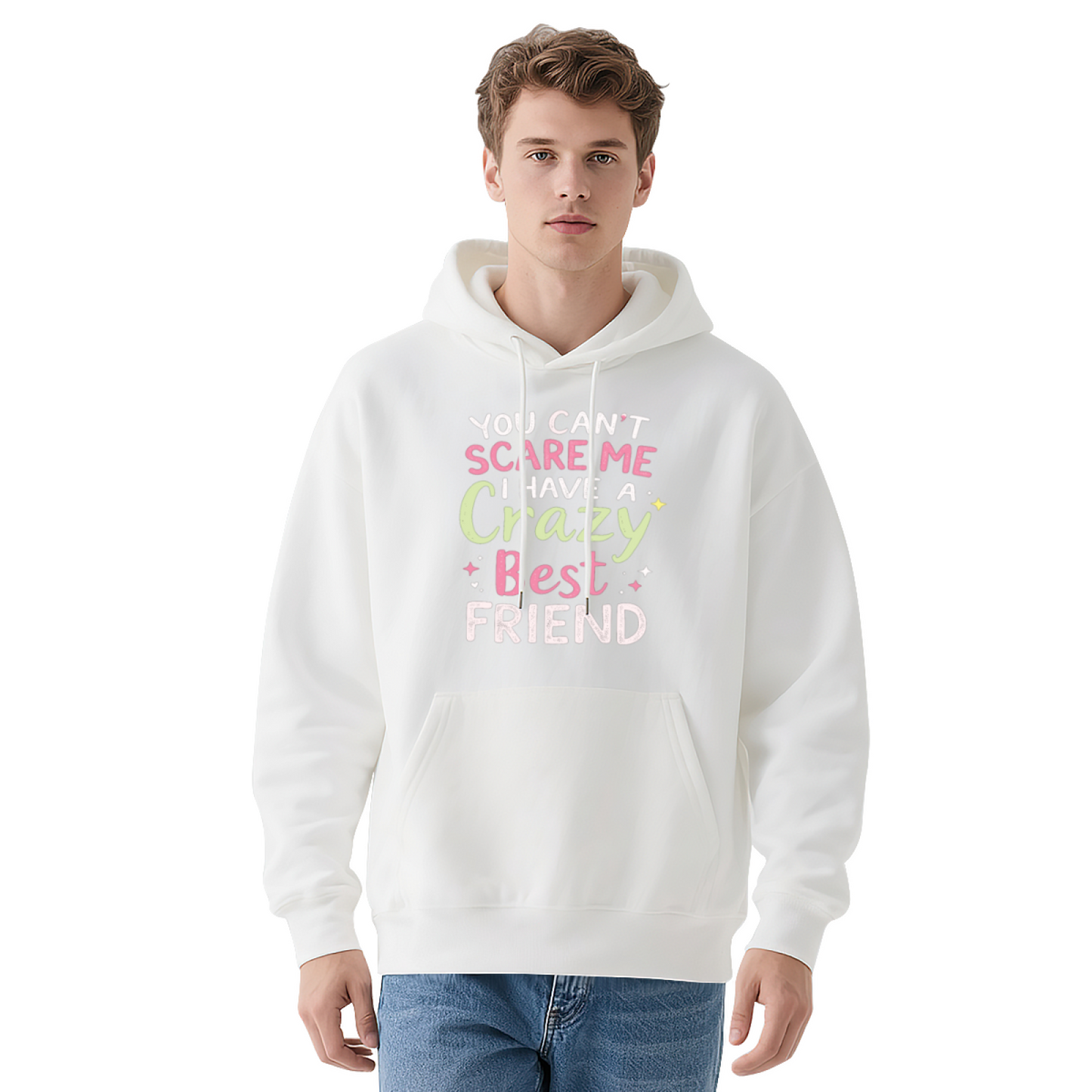 Crazy Best Friend Color Text Red Hoodie, Soft Warm Daily Sweatshirt