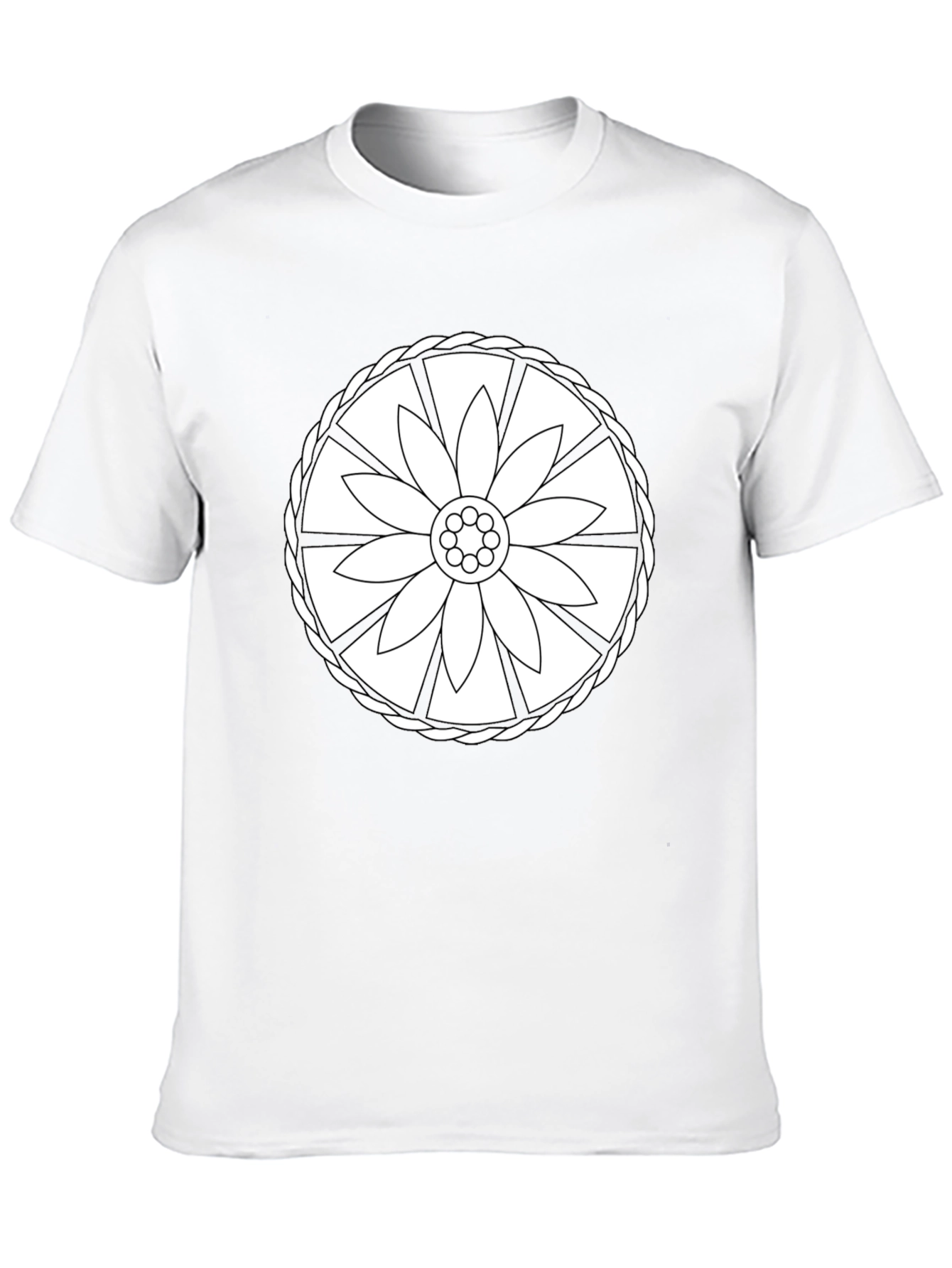Black Tee with Floral Wheel Design