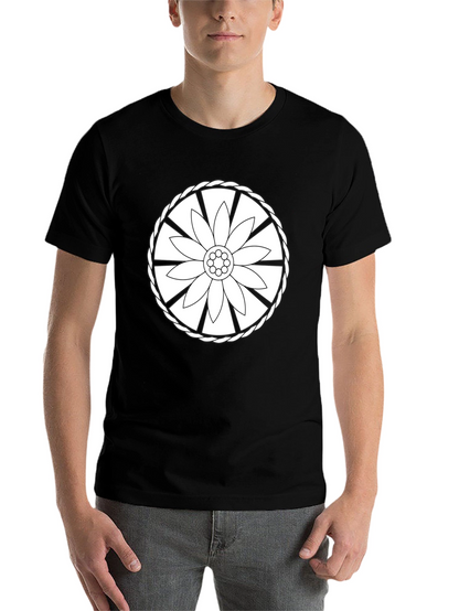 Black Tee with Floral Wheel Design