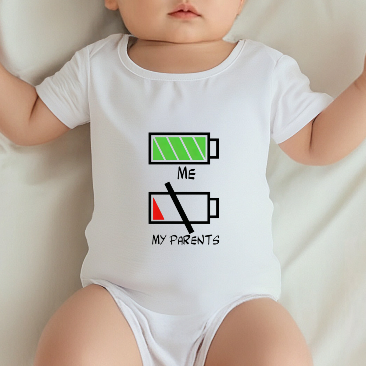 Me Full Battery Parents Low Power Funny Energy Baby Onesie Newborn Gift