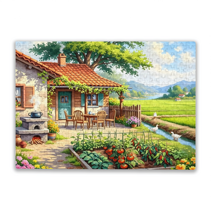 Peaceful Rural Farmhouse ¨C Vegetable Garden & Rice Field Country Puzzle