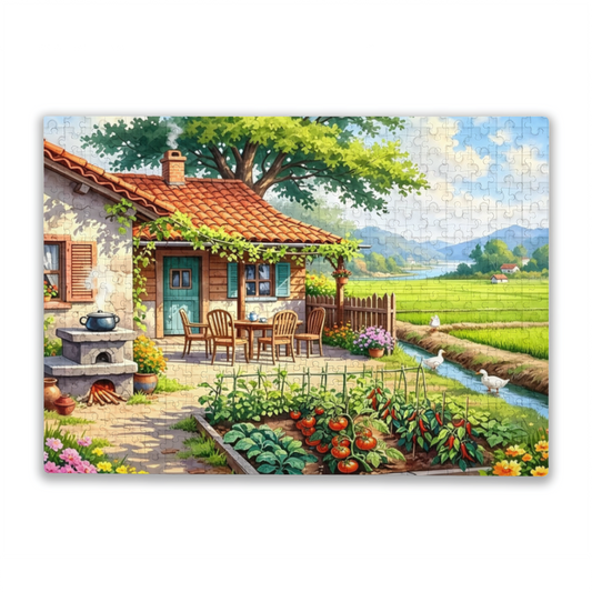 Peaceful Rural Farmhouse ¨C Vegetable Garden & Rice Field Country Puzzle