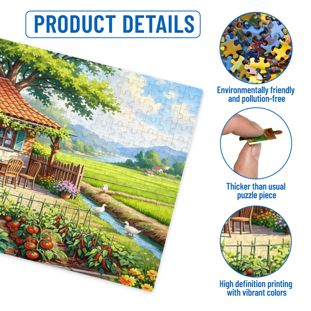 Peaceful Rural Farmhouse ¨C Vegetable Garden & Rice Field Country Puzzle